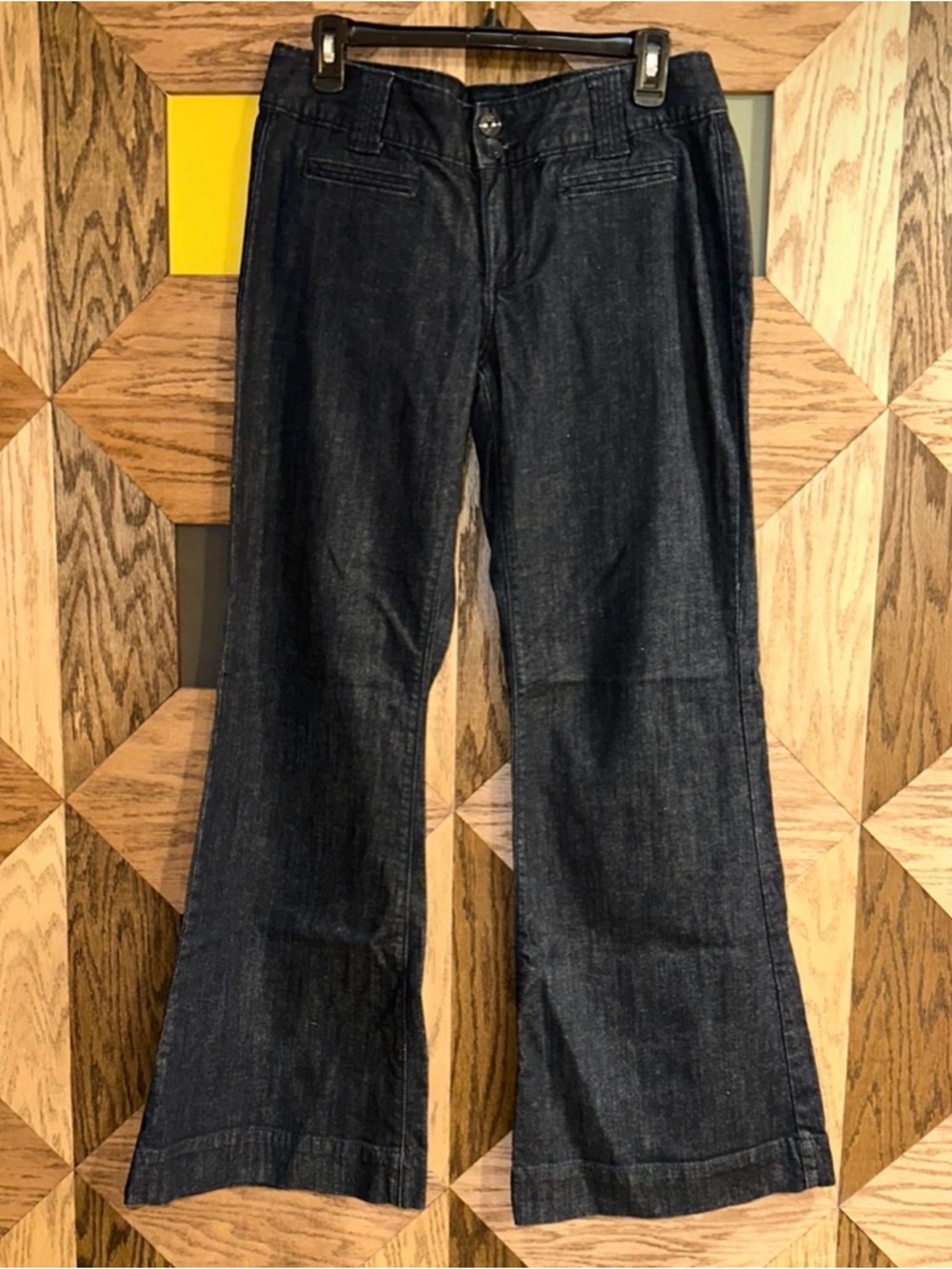 Mossimo Y2K Flare Jeans Low Rise Wide Leg Dark Blue Stretch Premium Denim Sz 10 - Picture 4 of 9